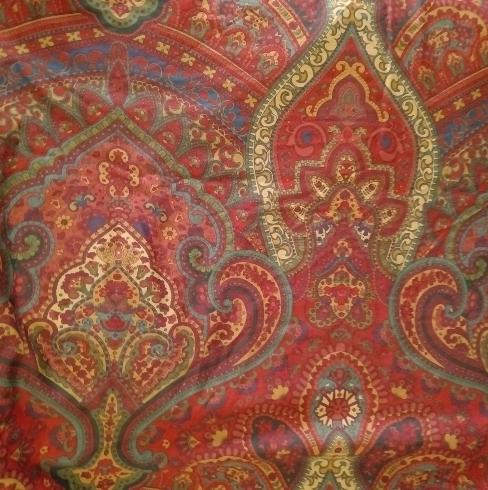 Pottery Barn Mira Rich Red Paisley Full/Queen Duvet + 2 Euro Shams